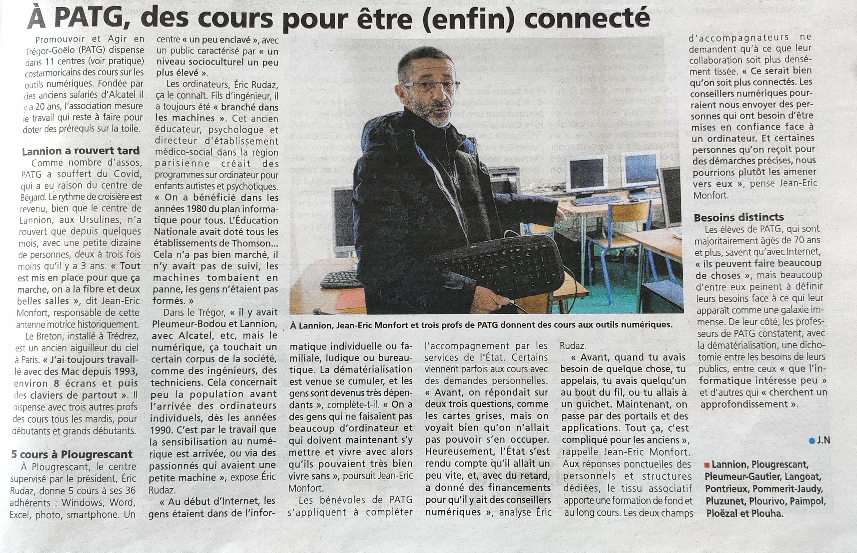 PATG Lannion, a été mis en avant récemment dans la presse locale du Trégor. 